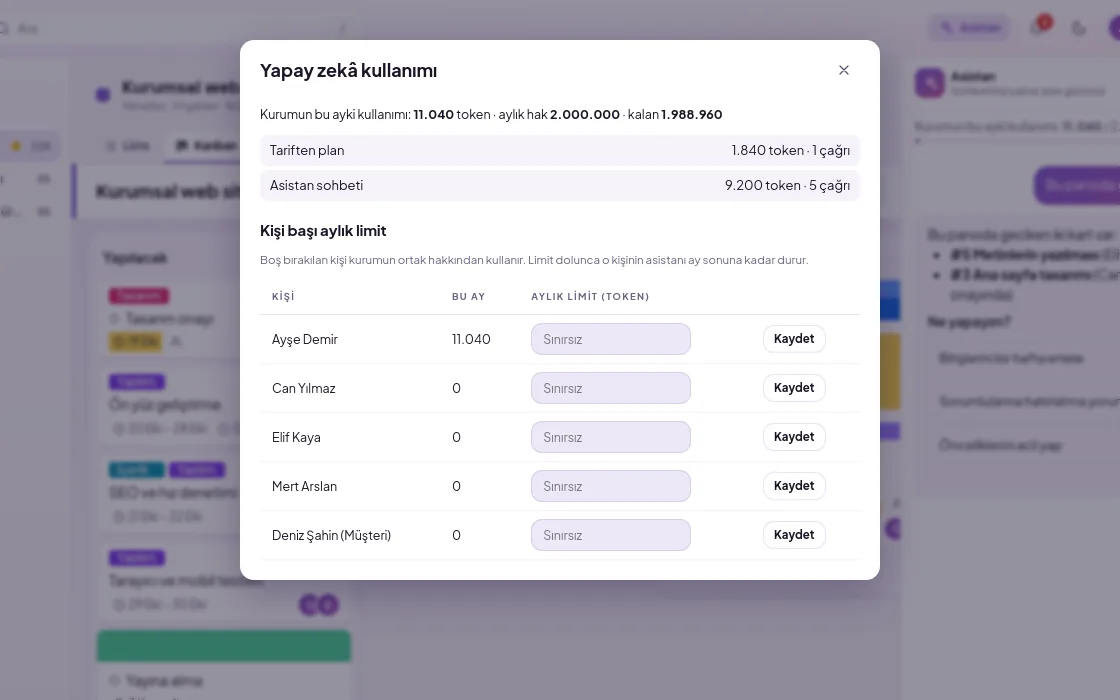 demo ekranı (demo verisiyle)