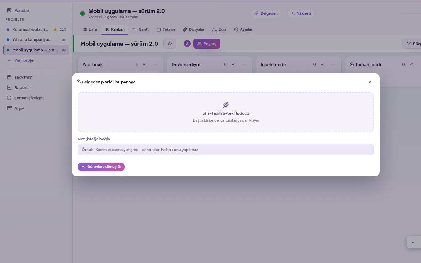 demo ekranı (demo verisiyle)