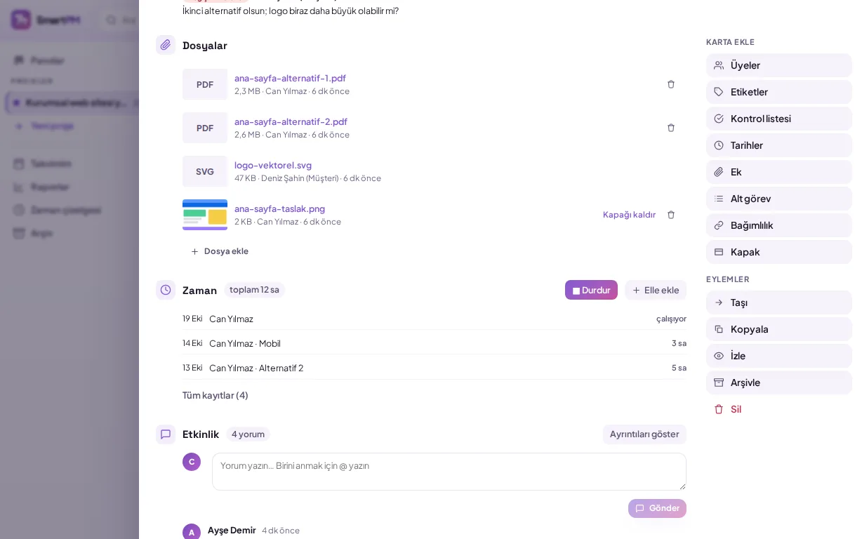 demo ekranı (demo verisiyle)