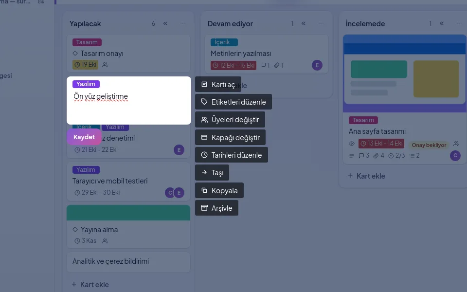 demo ekranı (demo verisiyle)