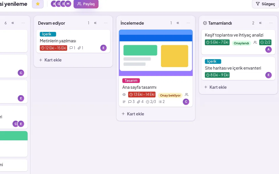 demo ekranı (demo verisiyle)