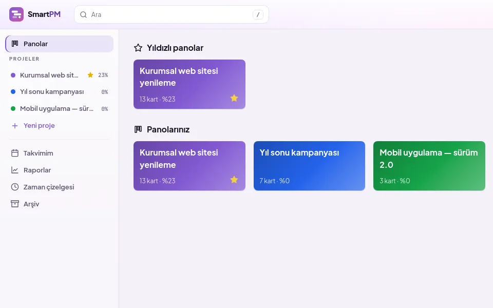 demo ekranı (demo verisiyle)