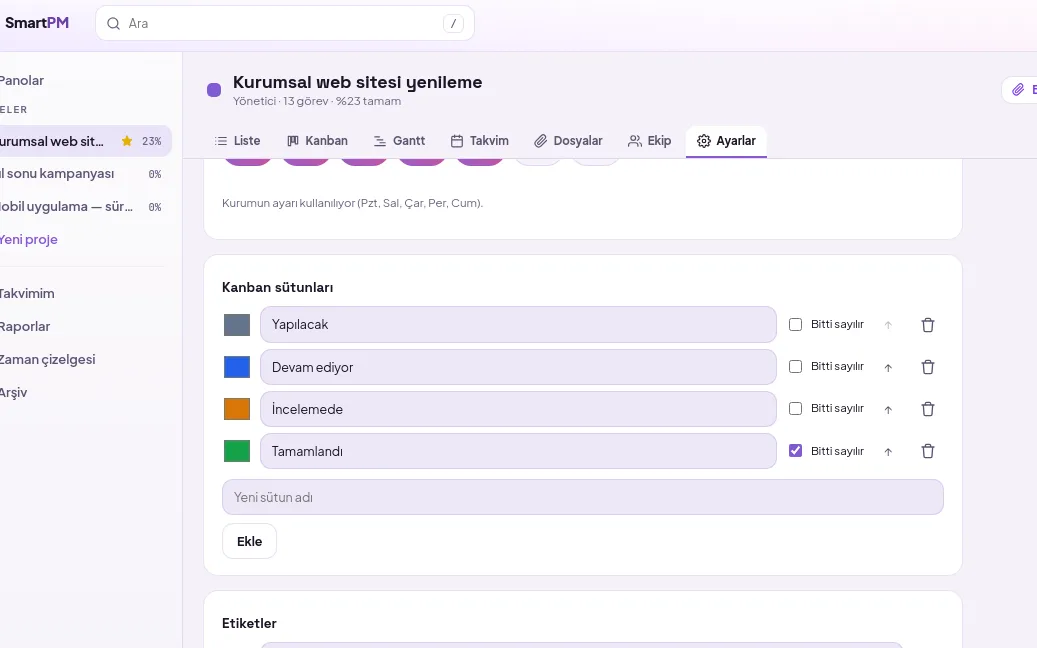demo ekranı (demo verisiyle)