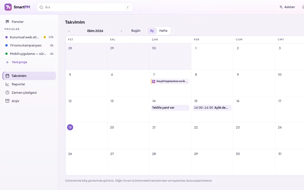 demo ekranı (demo verisiyle)
