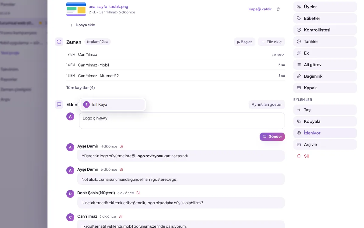 demo ekranı (demo verisiyle)
