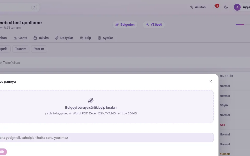 demo ekranı (demo verisiyle)